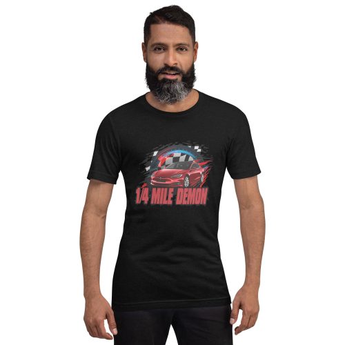 1/4 Quarter Mile Demon Short Sleeve Unisex t-shirt Tesla Plaid - PimpMyEV