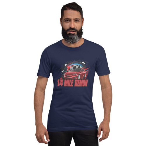 1/4 Quarter Mile Demon Short Sleeve Unisex t-shirt Tesla Plaid - PimpMyEV