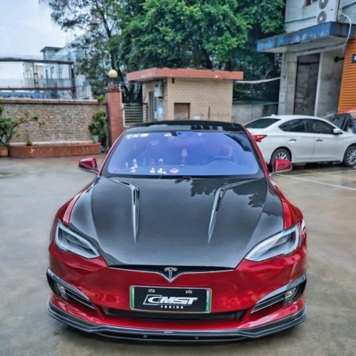 pimpmyev real carbon fiber products cmst genuine carbon fiber frp hood bonnet for tesla model s 2nd gen late 2016 2021 42477451542784