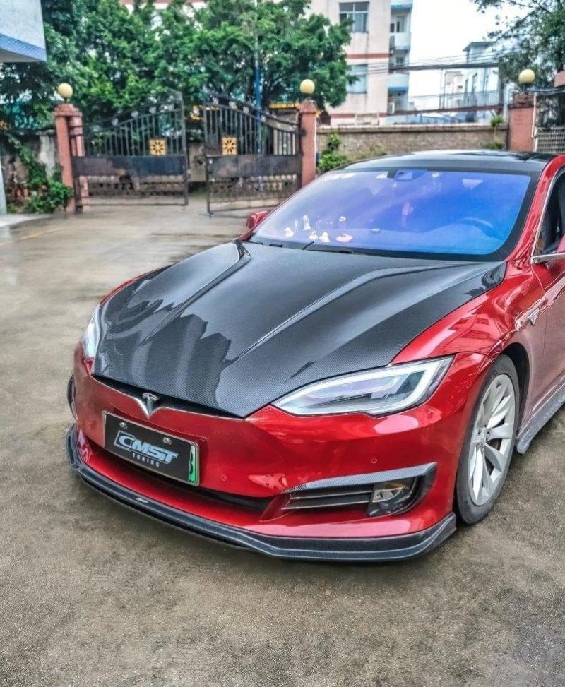 pimpmyev real carbon fiber products cmst genuine carbon fiber frp hood bonnet for tesla model s 2nd gen late 2016 2021 42477451608320