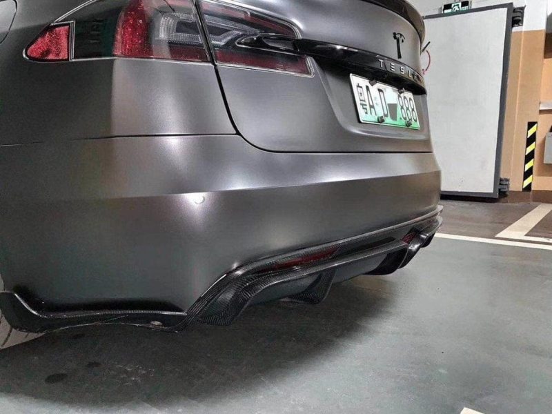 pimpmyev real carbon fiber products cmst genuine carbon fiber frp rear diffuser canards for tesla model s 2nd gen 2016 2021 42477454360832