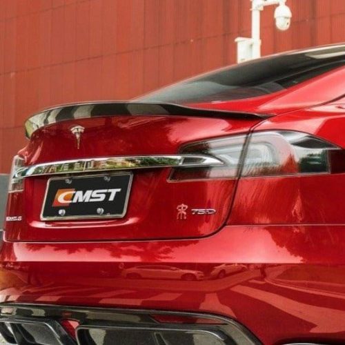 pimpmyev real carbon fiber products cmst genuine carbon fiber frp rear duck bill tail spoiler for tesla model s 1st 2nd gen 2012 2021 42477463011584