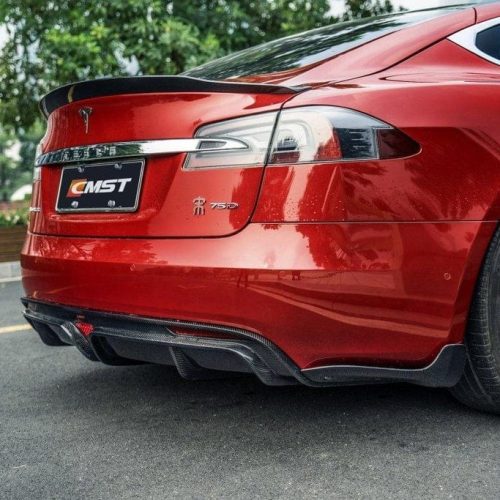 pimpmyev real carbon fiber products cmst genuine carbon fiber frp rear duck bill tail spoiler for tesla model s 1st 2nd gen 2012 2021 42477463142656