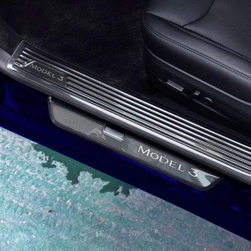 pimpmyev scuff plates 4pcs door interior sill scuff protectors for tesla model 3 2023 2024 highland 41577097462016