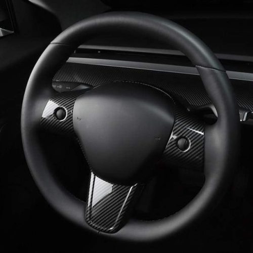 pimpmyev steering wheel mods carbon fiber style steering wheel fascia for tesla model 3 2017 2021 15216615194679